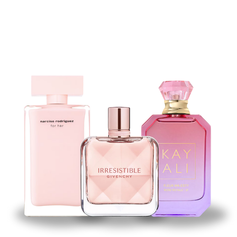 Zestaw 3 perfum: Narciso Rodriguez For Her, Givenchy Irresistible, KayAli Fleur Majesty Rose Royale 31 100ml