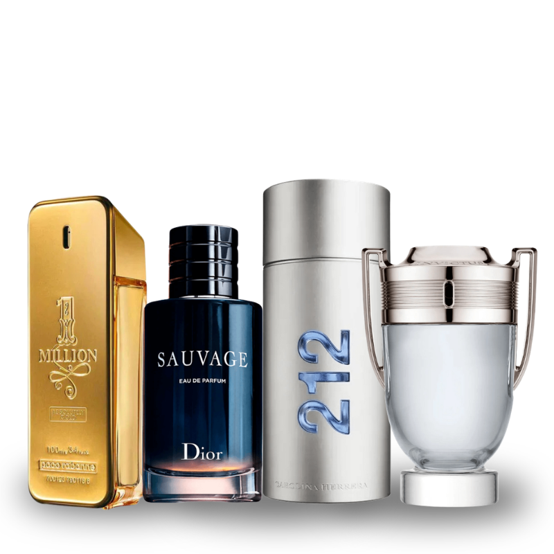Zestaw 4 perfum: Paco Rabanne ONE MILLION, Dior SAUVAGE, Paco Rabanne INVICTUS, 212 Men NYC 100ml