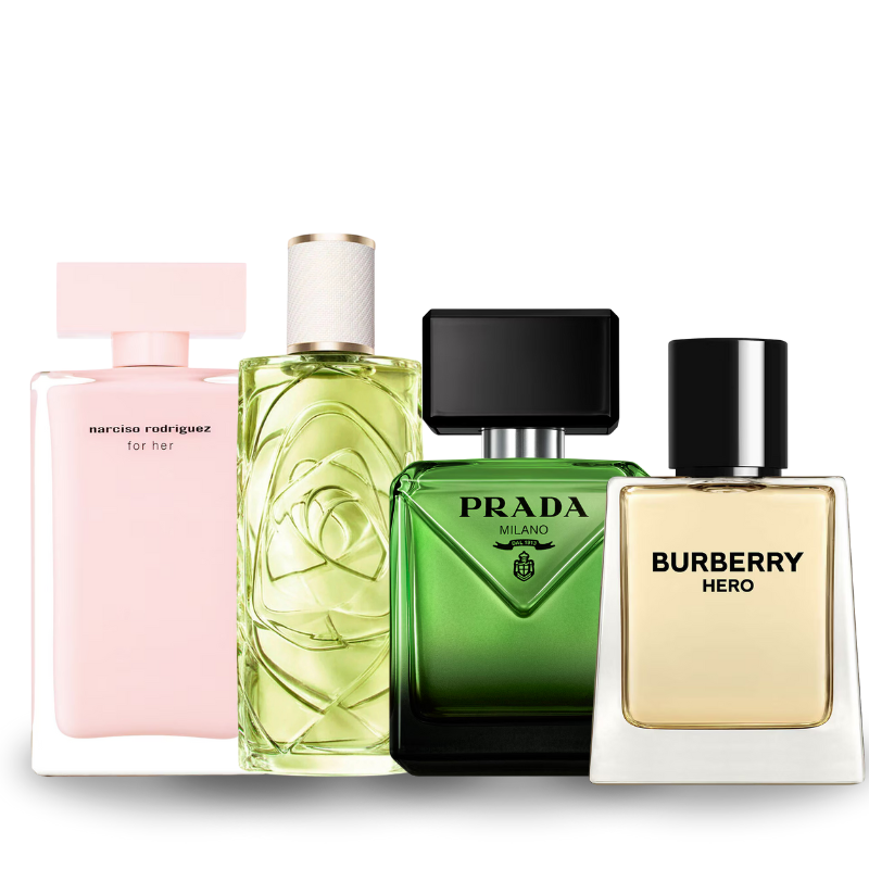 Zestaw 4 perfum: Narciso Rodriguez, Off Now, Burberry Hero, Prada Paradigme 100ml